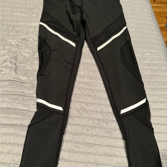 Black Leggings with White Stripes - Picture 1 of 2